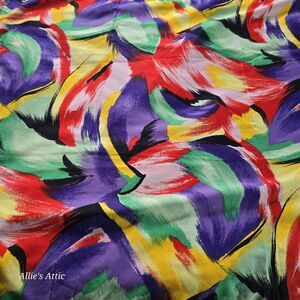 Vintage Colorful Rainbow Funky Red Purple Mod Cotton Fabric 2 Pieces 76x47